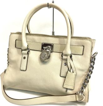 Michael Kors Off-White Leather Handbag Shoulder Bag Tote Bag (Pre-Owned)