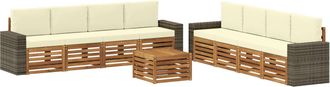 vidaXL Conjunto De Sof&aacute;s De Exterior 9 Uds. Natural Y Crema Vidaxl