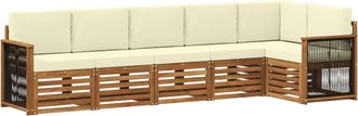 vidaXL Conjunto De Sof&aacute;s De Exterior 5 Uds. Natural Y Crema Vidaxl