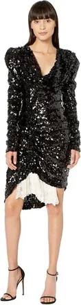 Preen Preen by Thornton Bregazzi Karin Dress Womens Large Black Sequins Party RED621