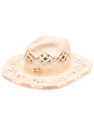 Ruslan Baginskiy interwoven-straw fedora hat - women - Straw - M - Neutrals