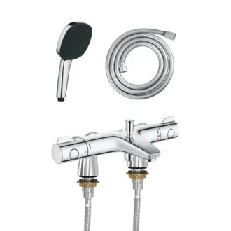GROHE Grifo Termost&aacute;tico De Ba&ntilde;era Grohe Precision Trend Con Conexiones Murales Idroflex, Teleducha Comfort De 2 Chorros Y Flexo De Ducha