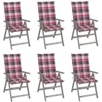 vidaXL Sillas Reclinables Jard&iacute;n Y Cojines 6 Uds Madera Maciza Acacia Vidaxl