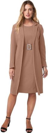 Jessica London Belted Jacket Dress in Creamy Mocha at Nordstrom, Size 30