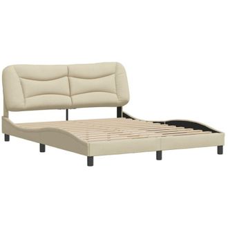 vidaXL Cama Sin Colch&oacute;n Tela Color Crema 160x200 Cm Vidaxl