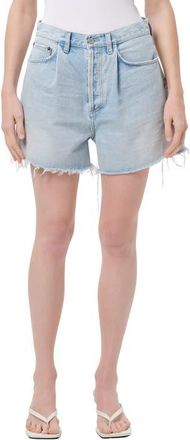 A Gold E Rhoda Pleated Denim Cutoff Shorts in Detach Md Marbled Vint Ind at Nordstrom, Size 23