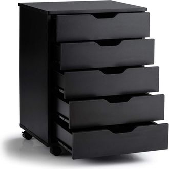 Giantex Pedestal de escritorio sobre ruedas negro 50x42x67cm