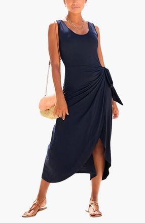 Lascana Womens Sleeveless Wrap Look Dress in Navy at Nordstrom, Size 12