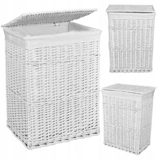 OEM Cesta De Mimbre De 72 Litros, 40x30x60 Cm, Blanca