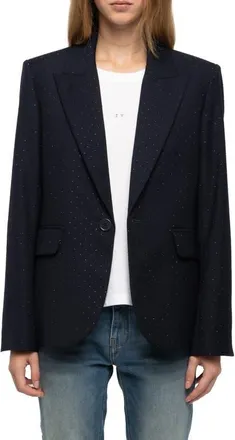 Zadig&Voltaire Valse Diamant&eacute; Single Breasted Crepe Blazer in Encre at Nordstrom, Size 40