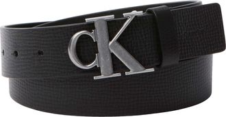 Calvin Klein Lederg&uuml;rtel CALVIN KLEIN CK BUCKLE 40MM FIXED, Herren, Gr. 100, schwarz, antique silber, Web, Rindsleder, unifarben, G&uuml;rtel Lederg&uuml;rtel, Gr&ouml;ssenverste