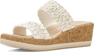 Life Stride Resort Slide Sandals Womens Wedge Shoes Resort, White Gold : 8.5 M (B), Synthetic