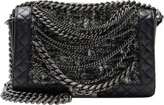 Chanel Black Tweed & Calfskin Paris Dallas Enchained Old Medium Boy Bag (Authentic Pre-Loved)