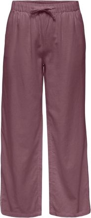 Only Culotte ONLY ONLGOA MW LIN BL PULL-UP CULOTTE CC PNT, Damen, Gr. XL, N-Gr, rose braun, Web, Obermaterial: 70% Viskose, 30% Leinen, unifarben, kn&ouml;chelf