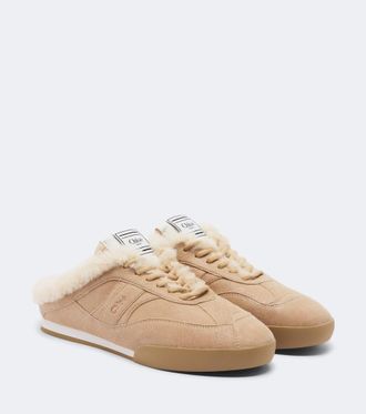 Chlo&eacute; Chlo&eacute; Chlo&eacute; Kick shearling-trimmed suede mules