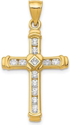 Diamond2Deal 14k Yellow Gold Cubic Zirconia Cross Pendant