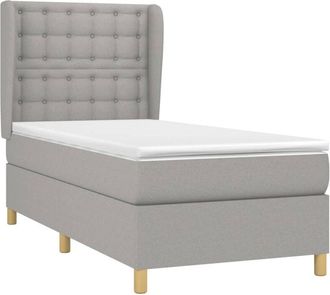 vidaXL Vidaxl - Cama Box Spring Con Colch&oacute;n Tela Gris Claro 100x200 Cm