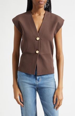 Veronica Beard Isador Sweater Vest in Dark Mocha at Nordstrom, Size X-Small