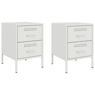 Berkfield Home Bedside Cabinets 2 pcs White 36x39x50.5 cm Steel