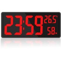 OEM Reloj De Pared Digital Rectangular Con Pantalla Led - Temperatura Y Humedad - Brillo Ajustable - Clara Legibilidad Hasta 10 M - Crezuo