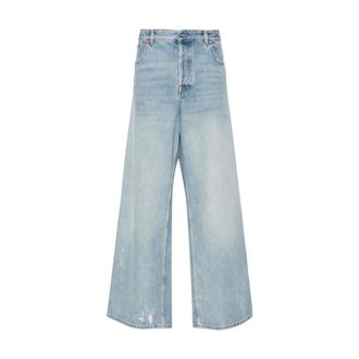 Valentino Wide Jeans, male, Blue, Size: S Blue Denim Jeans for Men