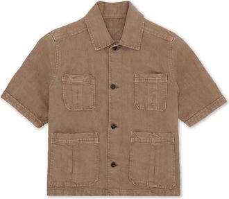 Fortela Safari Short Sleeve Shirt in Noce at Nordstrom, Size 36 Eu