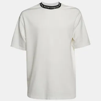 Acne Studios White Logo Neck Intarsia Jersey Oversized T-Shirt