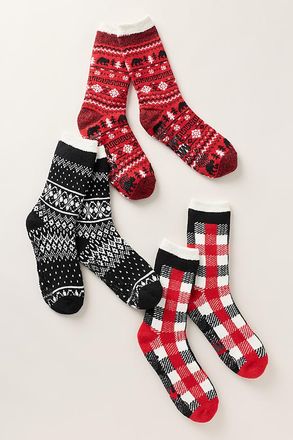 Muk Luks Tall Cozy Lounge Socks, Set of 3