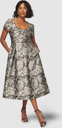 Wallis Jacquard Seam Detail Midi Dress in Black at Nordstrom, Size 6