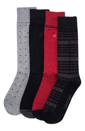 Calvin Klein Assorted 4-Pack Dress Socks in Black Assorted at Nordstrom