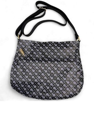 Gherardini Grey Curved Geometric Pattern Crossbody Satchel