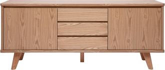 Miliboo Aparador Escandinavo De Madera Clara Fresno 2 Puertas 3 Cajones L180 Cm Fifties