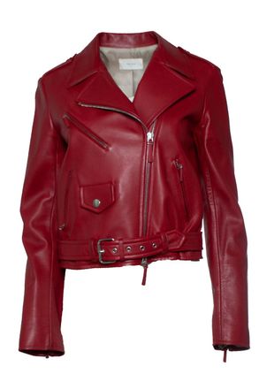 The Row red leather biker jacket