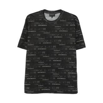 Emporio Armani T-Shirts, male, Blue, Size: 2XL Printed T-shirt