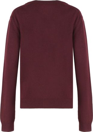 Celine Womens Crew-Neck Cashmere Sweater Burgundy