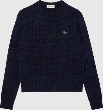 Lacoste Womens Cable Knit Sweatshirt - Navy - Size: 10