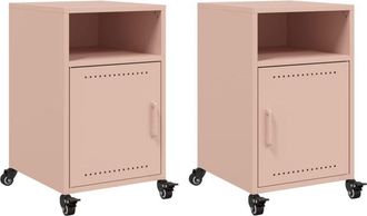 vidaXL Mesitas De Noche 2 Unidades Acero Rosa 36x39x59 Cm Vidaxl