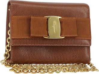 Ferragamo Vala Shoulder Bag Embossed Leather Leather Shoulder Bag Bag (Pre-Owned)