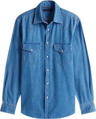 Tommy Hilfiger Denim Overhemd met Semi-Franse Kraag - Heren - Spijkeroverhemden - Blauw - XS - Denim - Overhemden