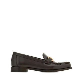 Ferragamo Schoenen, Dames, Bruin, 39 1/2 EU, Leer, Gancini Loafers