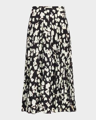 Proenza Schouler Runa Pleated Floral Midi Skirt