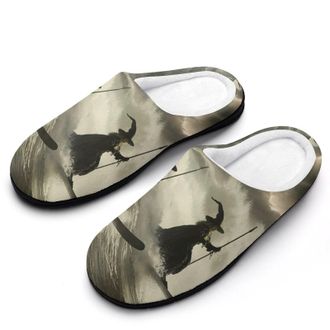 Generic Waterskiing Witch Womens Slippers Warm House Slippers Indoor House Shoes with Anti-Skid Rubber Sole