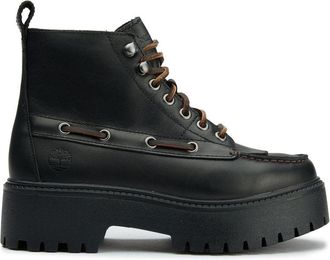 Timberland Womens Stone Street Mid Boots - Black Leather - Size UK 4