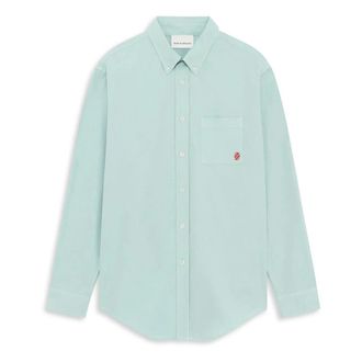 Drôle de Monsieur Casual Shirts, male, Blue, M, Clear Blue Long-Sleeved Shirt with Embroidery
