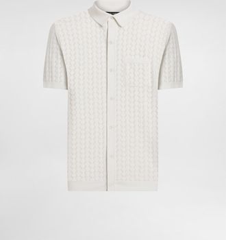 Dolce & Gabbana Short-sleeved Cotton Openwork Shirt - Man Sweaters And Cardigans White 44