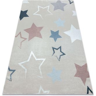 RugsX BAMBINO 48130 washing carpet Stars for children anti-slip - beige / grey beige 120x170 cm