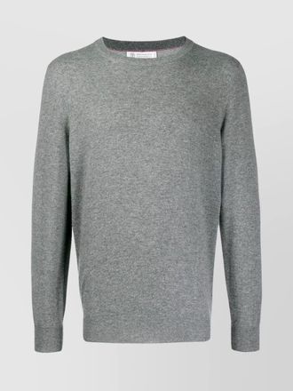 Brunello Cucinelli ribbed cashmere crewneck sweater with slim fit