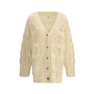 Ermanno Scervino Cashmere Knitwear, female, Beige, 2XS, Perforated Cashmere Cardigan