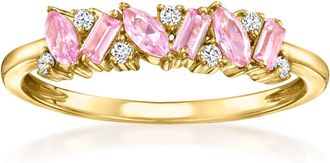 RS Pure by Ross-Simons Lab-Grown Pink Sapphire Ring With Lab-Grown Diamonds in 18kt Gold Vermeil