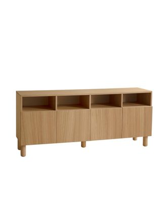 Deco Wood Aparador 4 puertas madera de chapa de roble natural 176x40cm
